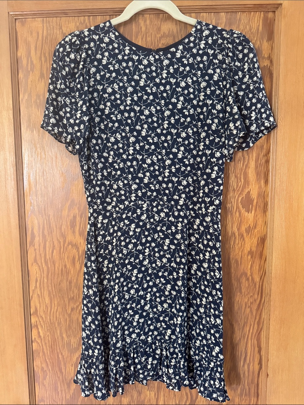 Reformation Navy and White Floral Mini Dress